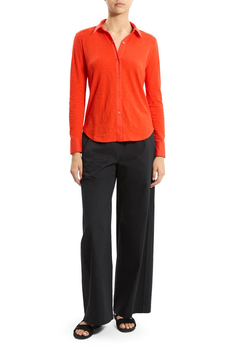 Riduro C.Nebulous Organic Cotton Slub Long Sleeve Button-Up Shirt, Alternate, color, POPPY