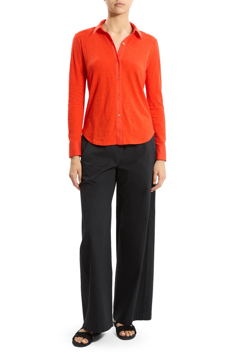 Theory Riduro C.Nebulous Organic Cotton Slub Long Sleeve Button-Up Shirt, Alternate, color, Poppy