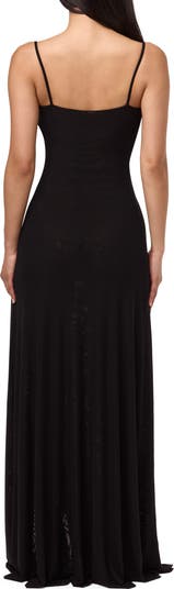 Mesh Overlay Maxi Dress