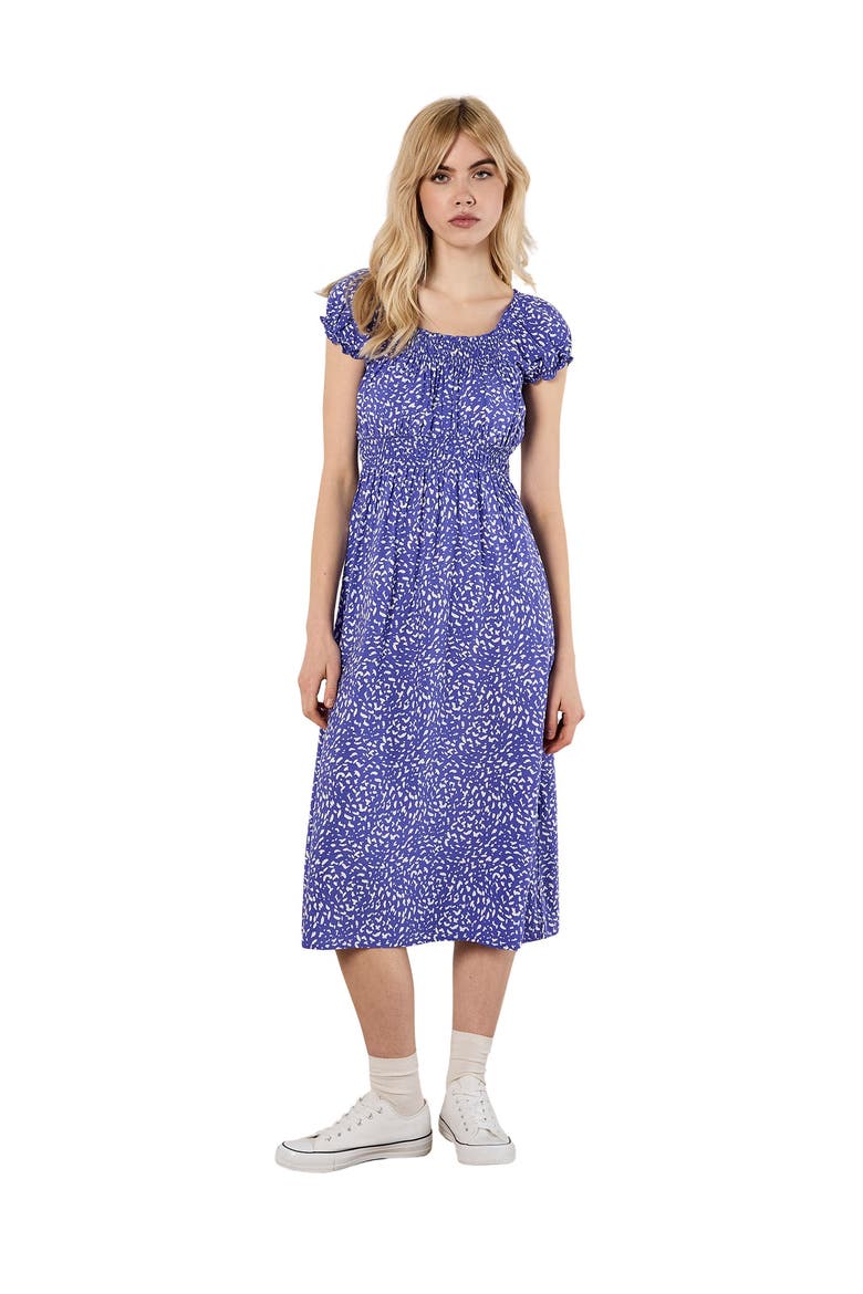 Milkmaid Printed Midi Dress, Main, color, Purple