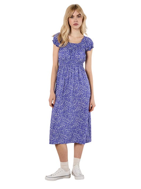Brush Dot Milkmaid Midi Dress