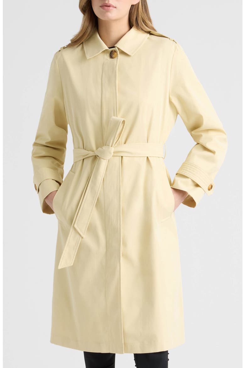 Belted Canvas Trench Coat, Main, color, BUTTER