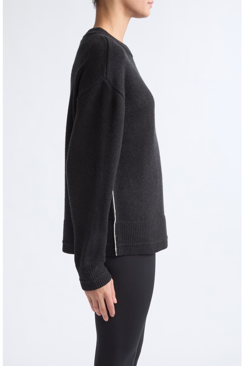 Ladder Stitch Recycled Cashmere & Cotton Sweater, Alternate, color, OFF BLACK