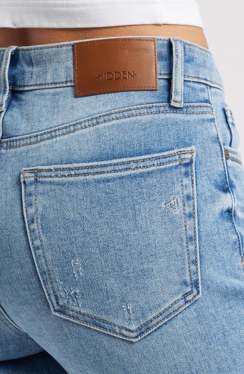 Hidden Jeans Frayed Hem Straight Leg Jeans In Med Wash