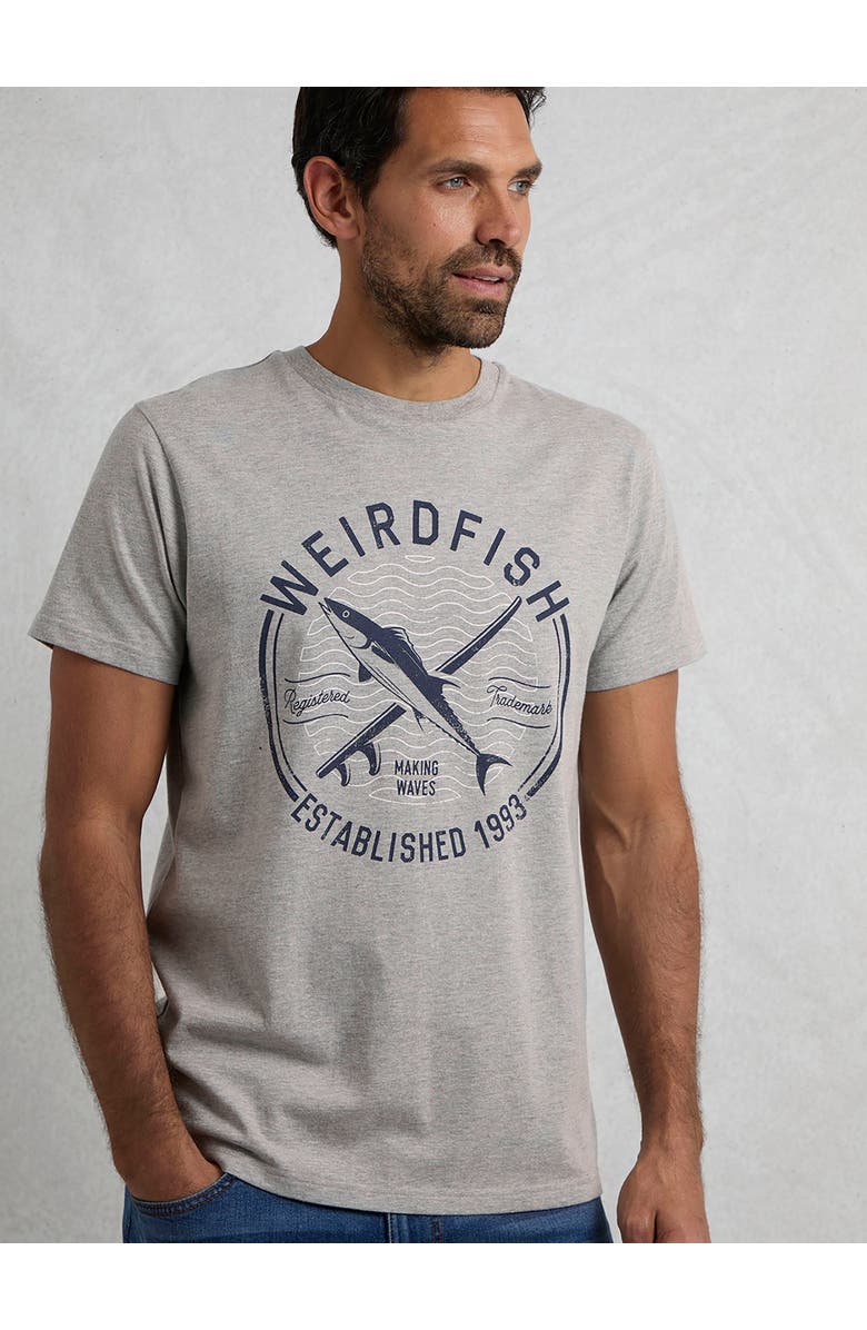 Weird Fish Hudson Front Print Branded T-Shirt, Main, color, Grey Marl