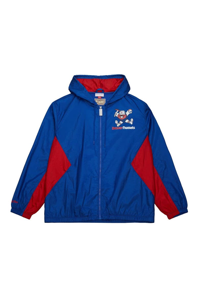 Men's Mitchell & Ness Blue Denver Nuggets Playmaker Full-Zip Hooded Windbreaker Jacket, Alternate, color, Blue