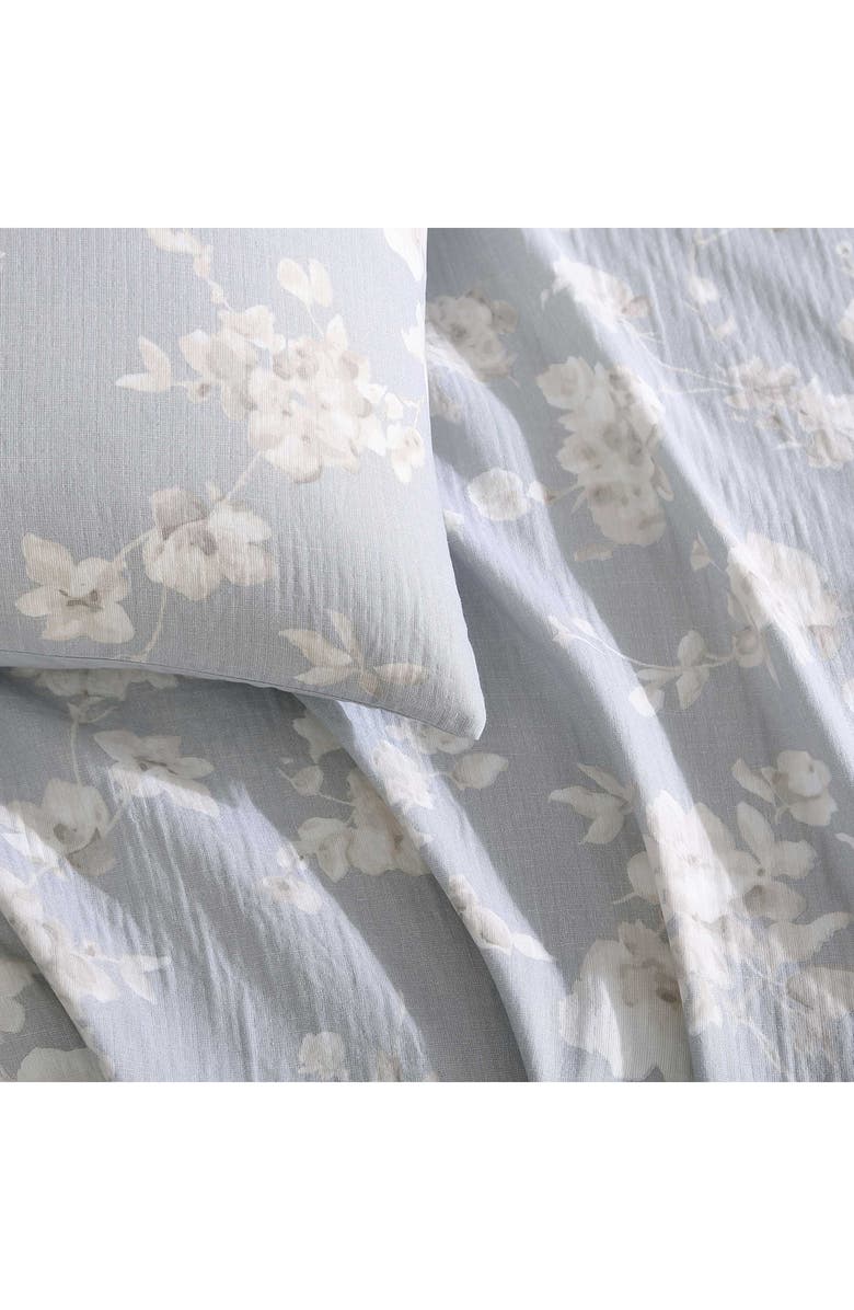 Calvin Klein Home Eternity Floral Reversible Cotton Gauze Comforter Cover & Shams Set, Alternate, color, Open Light Pastel Grey