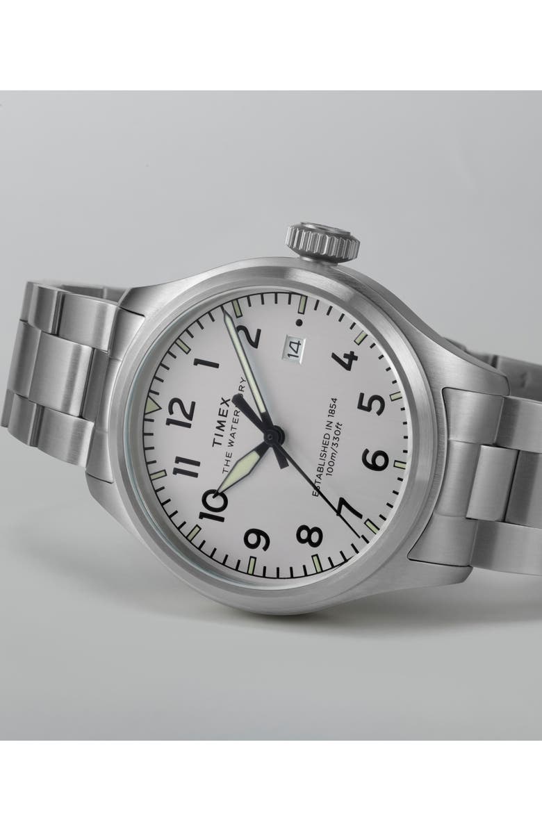 Timex<sup>®</sup> Waterbury Ace Bracelet Strap Watch, 41mm, Alternate, color, Silver