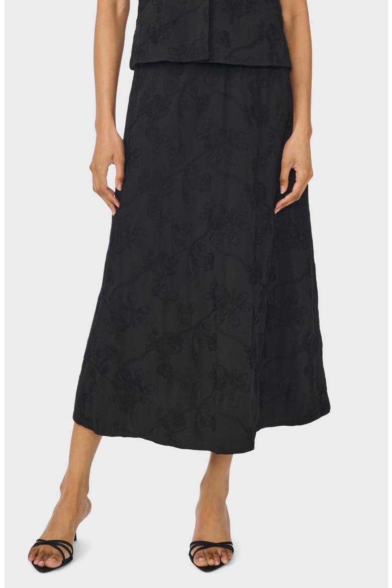 Floral Embroidered Maxi Skirt, Main, color, RICH BLACK