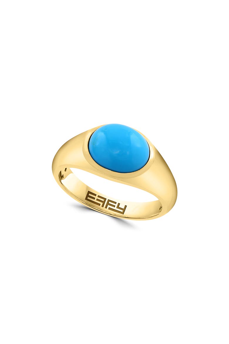 Gold Plated Sterling Silver Turquoise Ring, Main, color, BLUE