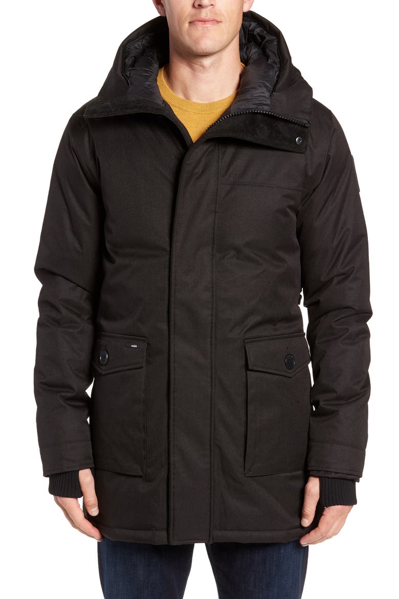 Yves Windproof & Waterproof 650 Fill Power Down Parka with Genuine Coyote Fur Trim, Alternate, color, BLACK
