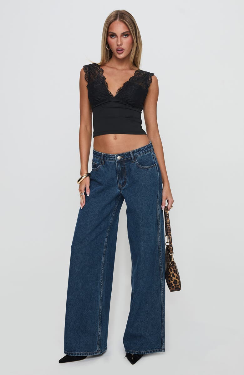 Princess Polly Typha Lace Detail Crop Top, Alternate, color, Black