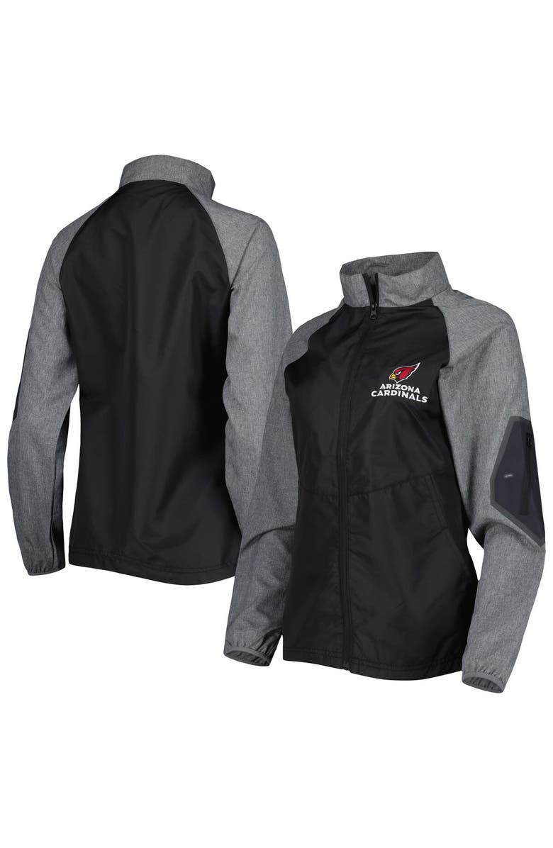 DUNBROOKE Women's Dunbrooke Black/Gray Arizona Cardinals Hurricane Raglan Full-Zip Windbreaker, Main, color, Black