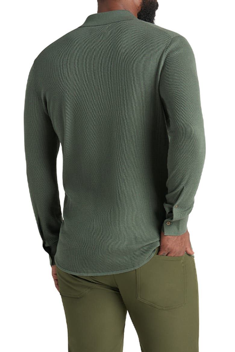 Mini Waffle Long Button-Up Shirt, Alternate, color, LAUREL