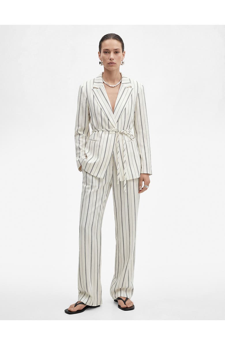 Koton Mid-Rise Striped Trousers, Main, color, White Stripe