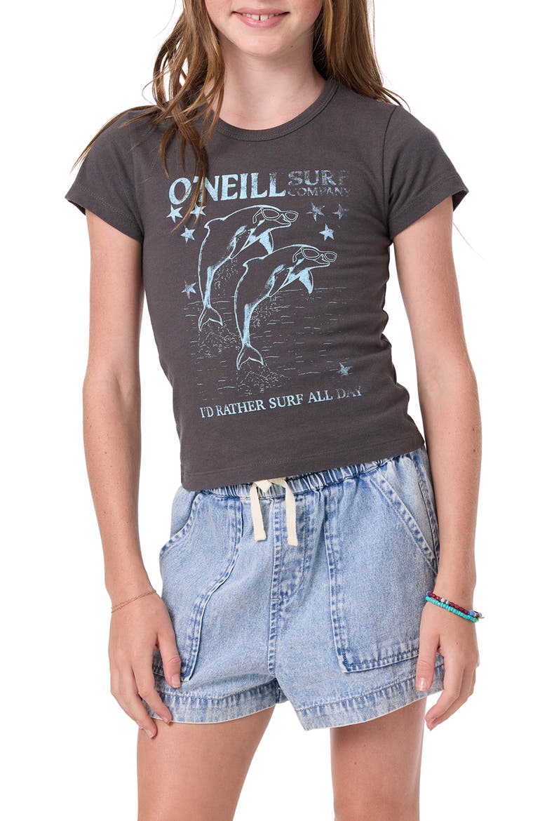 Kids' Willa Cotton Graphic T-Shirt, Main, color, WASHED BLACK