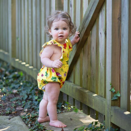 Worthy Threads Ruffle Sleeve Bubble Romper In Farmer's Market