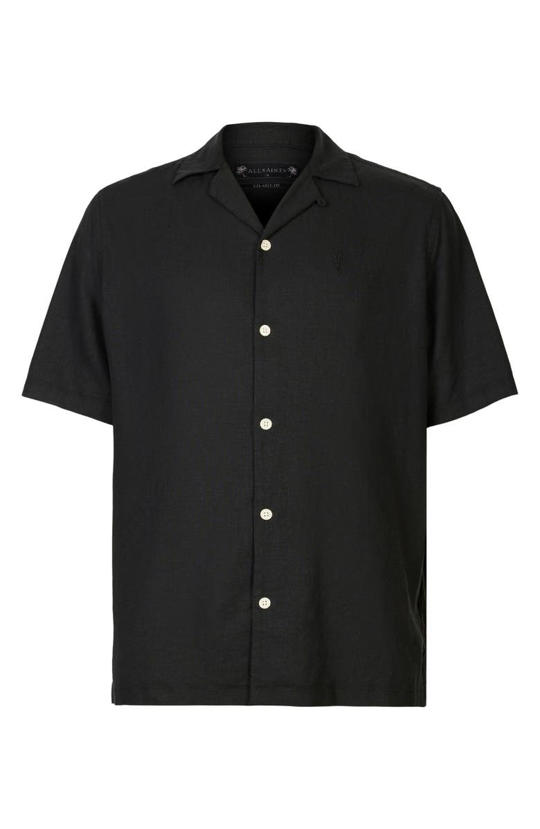 AllSaints Canal Short Sleeve Linen Blend Button-Up Camp Shirt, Alternate, color, 