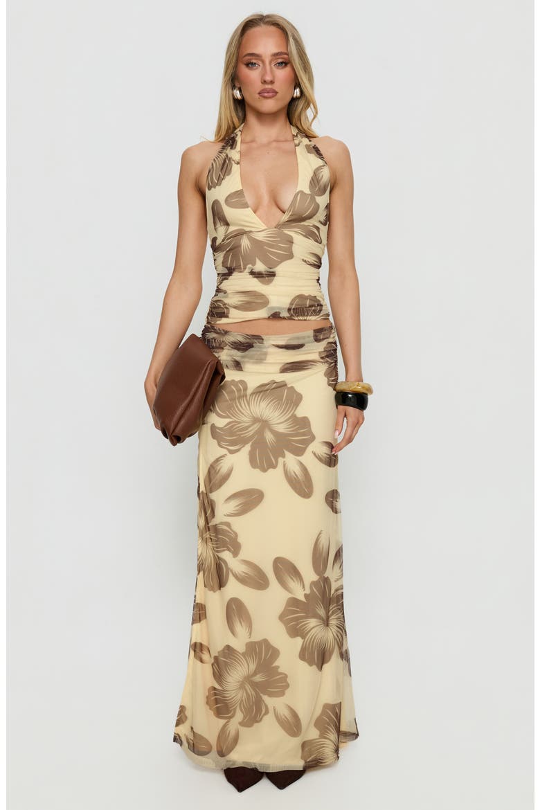 Roselin Floral Mesh Maxi Skirt, Alternate, color, BROWN FLORAL