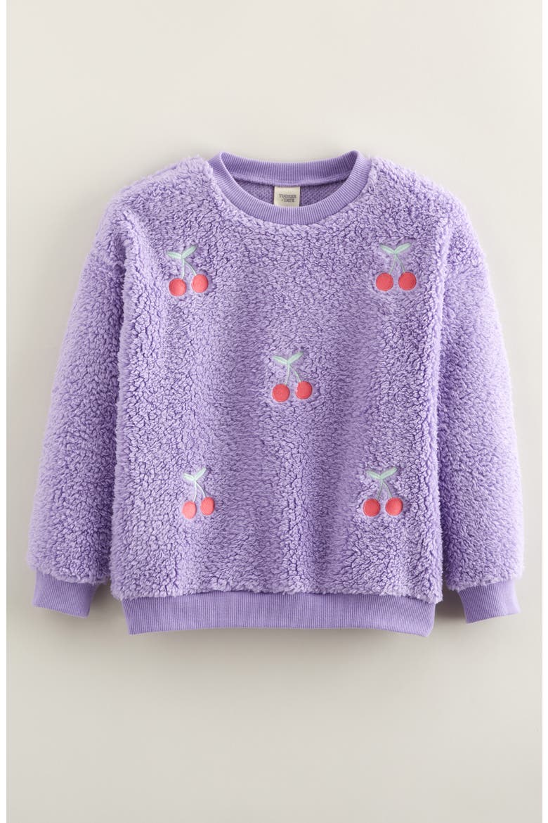 Kids' Fluffy Fleece Pullover, Main, color, PURPLE BONNET CHERRY