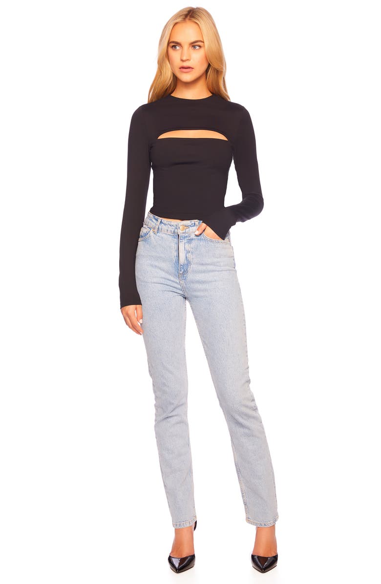 Susana Monaco Cutout Long Sleeve Crop Top, Alternate, color, 