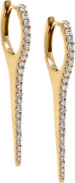 BY ADINA EDEN Diamond Pave Large Elongated Spike Huggie Earring 14K