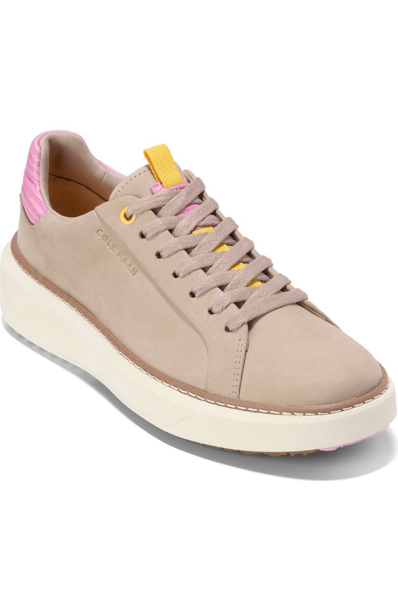Cole Haan GrandPro Topspin Waterproof Golf Shoe, Main, color, Sesame Nubuck/ Moonlite Mauve