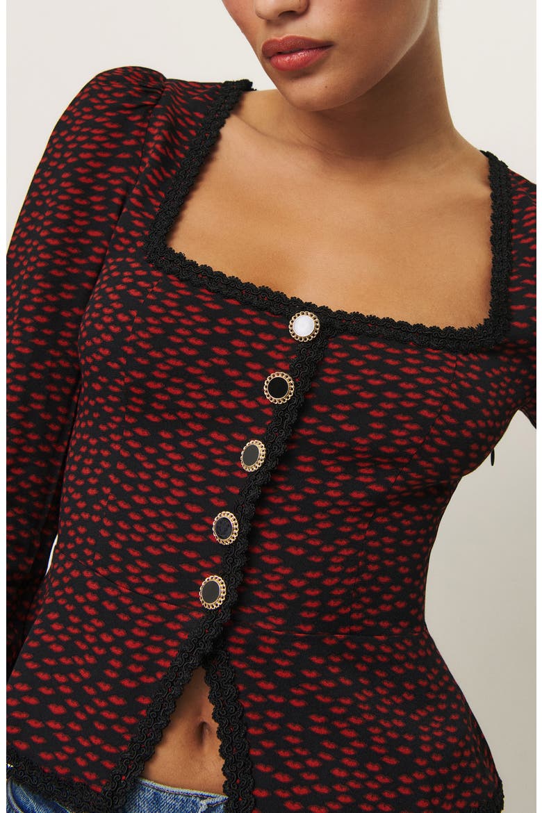 Nikky Lace Trim Top, Alternate, color, FRENCH KISS