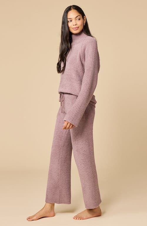 Softies Solid Marshmallow Rib Mock Neck With Long Pant In Pink