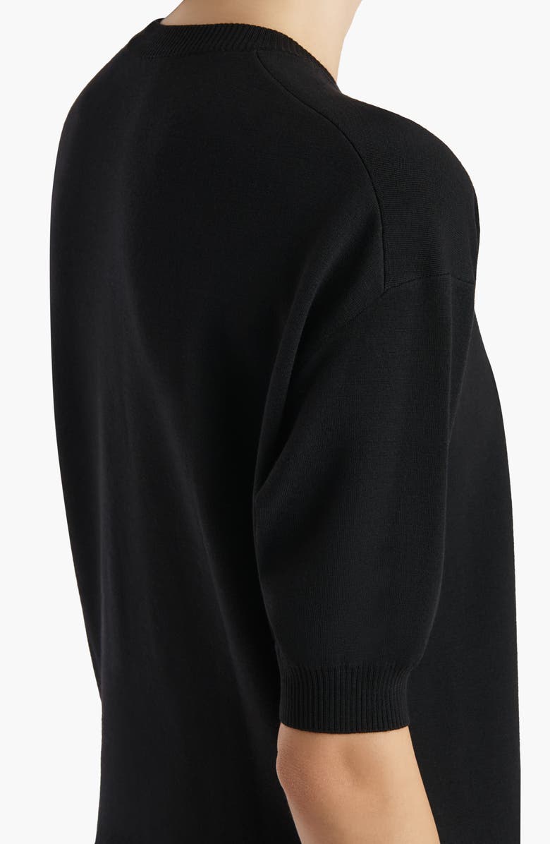 Khaite Faye Short Sleeve Sweater, Alternate, color, Black