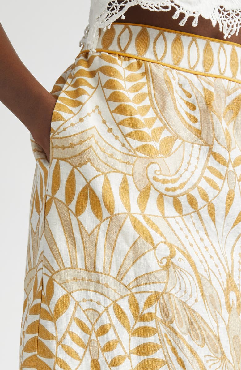 FARM Rio Lace Nature Linen Midi Skirt, Alternate, color, Off-White