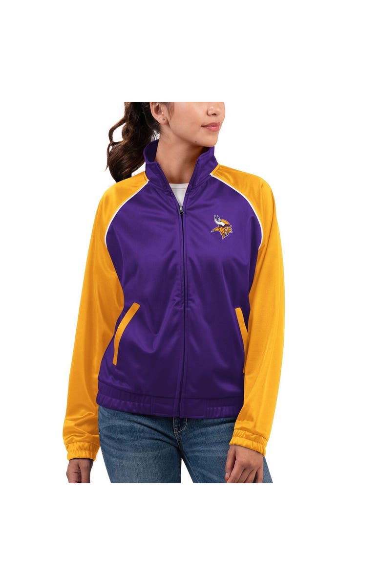 G-III 4HER BY CARL BANKS Women's G-III 4Her by Carl Banks Purple Minnesota Vikings Showup Fashion Dolman Full-Zip Track Jacket, Main, color,