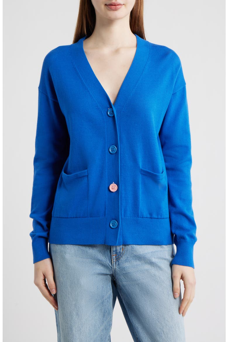 Button-Up Cotton Wrap Cardigan, Alternate, color, PRIMARY BLUE
