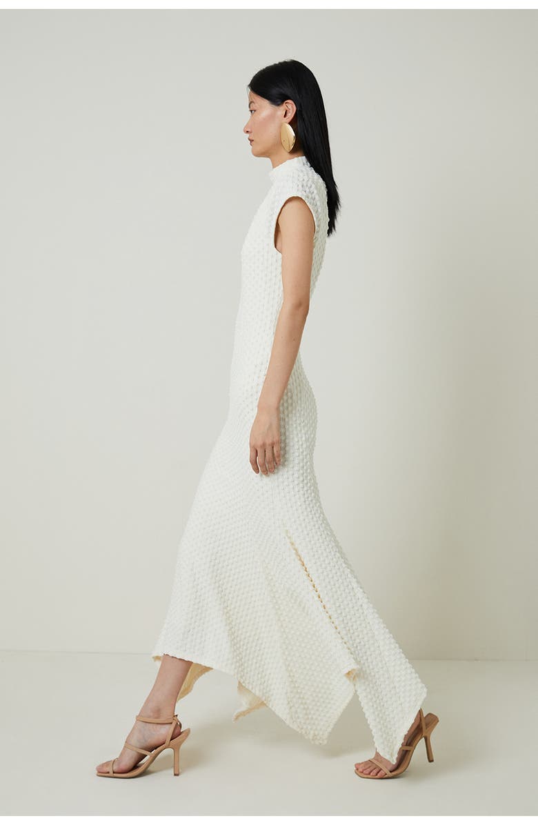 Karen Millen Textured Jersey Dramatic Hem Maxi Dress, Alternate, color, Ivory