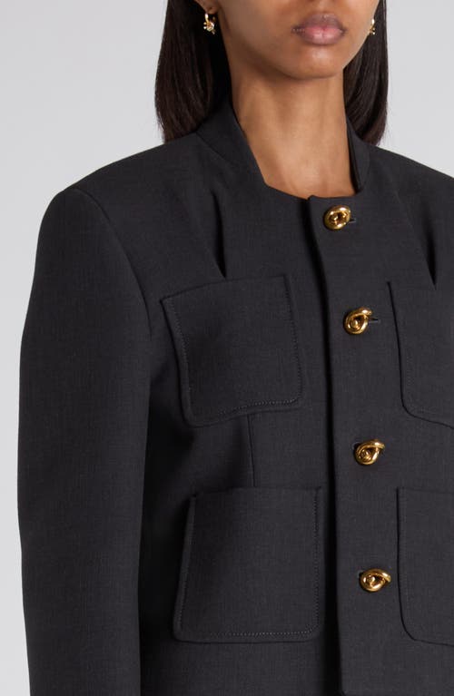 Bottega Veneta Knot-button Light Structured Cotton Jacket In Black