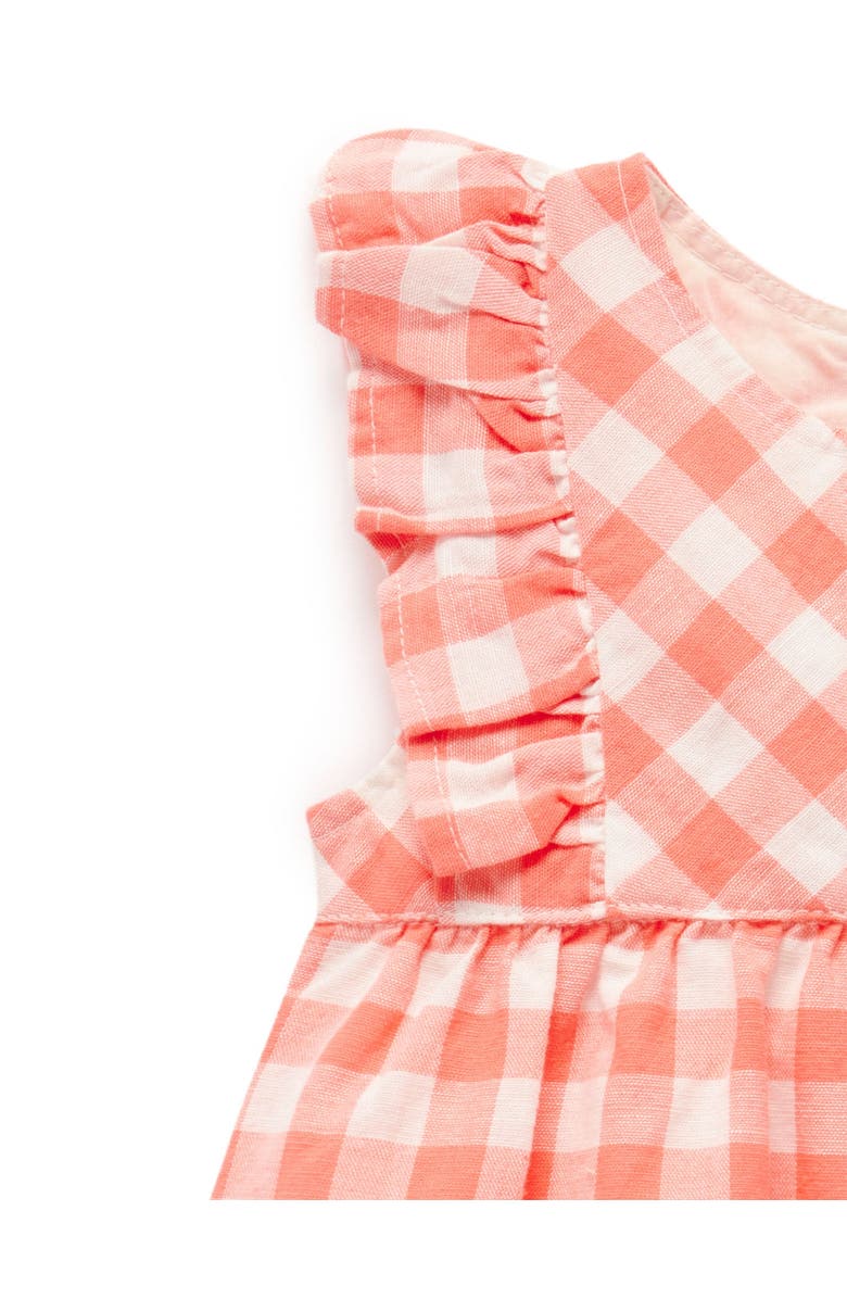 Purebaby Gingham Romper, Alternate, color, Coral Gingham