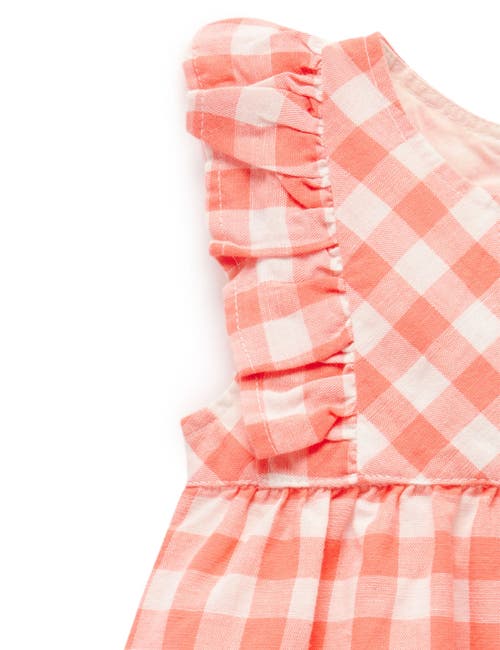 Purebaby Gingham Romper In Red