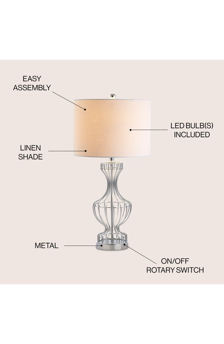 JONATHAN Y Honore Metal Wire Frame LED Table Lamp, Alternate, color, Chrome
