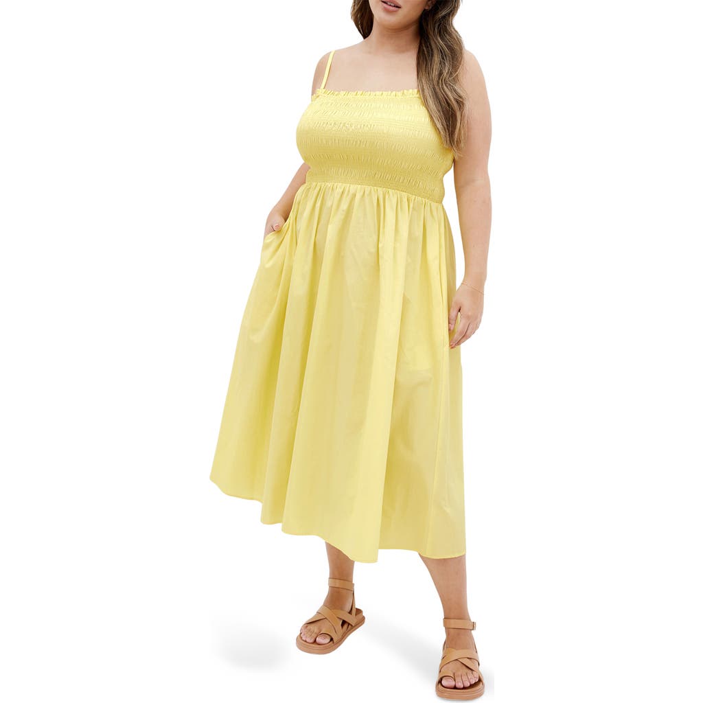 City Chic Jolie Midi Sundress In Lemon