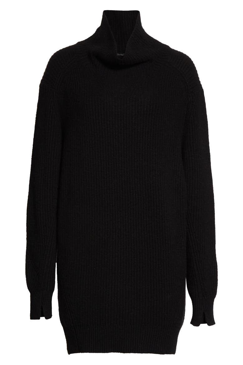 Pierce Cowl Neck Long Sleeve Cashmere Sweater Dress, Alternate, color, BLACK