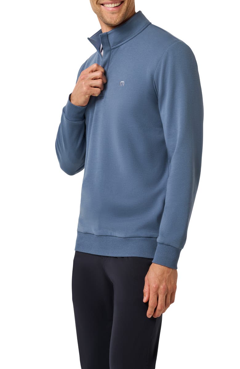 TravisMathew Cloud 2.0 Quarter Zip Pullover, Alternate, color, Bering Sea
