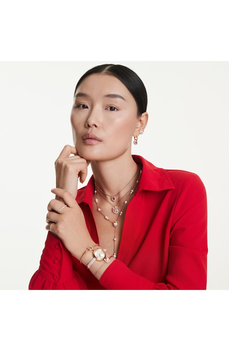 Swarovski Symbolica Swarovski Faux Pearl Horseshoe Stud Earrings, Alternate, color, 