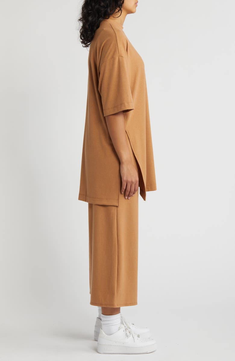 Dressed in Lala Lex Rib Oversize T-Shirt & High Waist Crop Pants, Alternate, color, Suntan