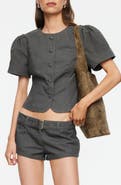 LIONESS Puff Shoulder Cotton Top