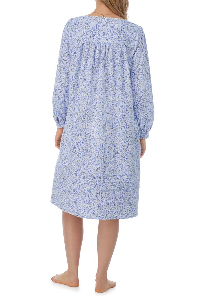 Floral Long Sleeve Cotton Waltz Nightgown, Alternate, color, WHT BLUE