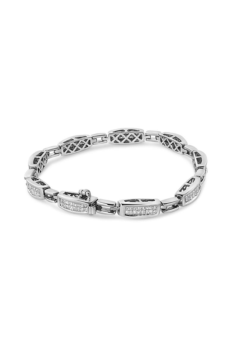 14K White Gold 2.00 Cttw Invisble-Set Princess Diamond Link Bracelet - 7.25", Alternate, color, White