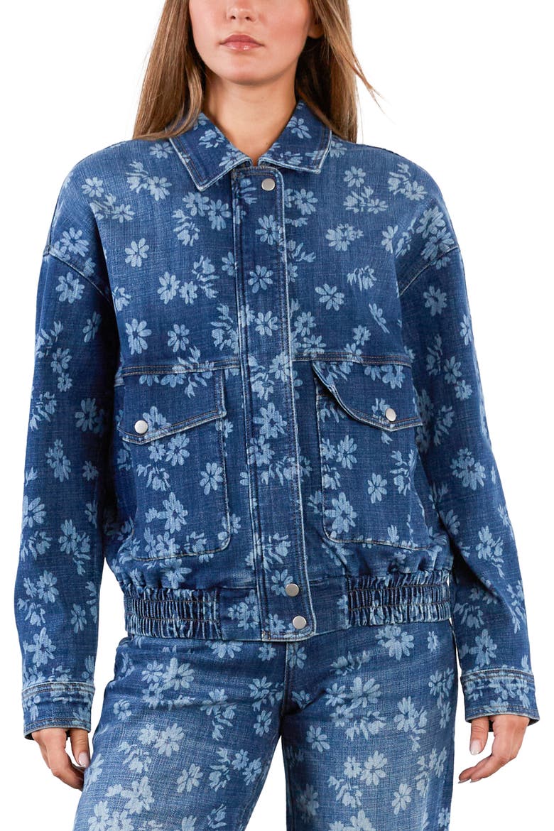 Floral Stretch Denim Jacket, Alternate, color, FLORAL DENIM