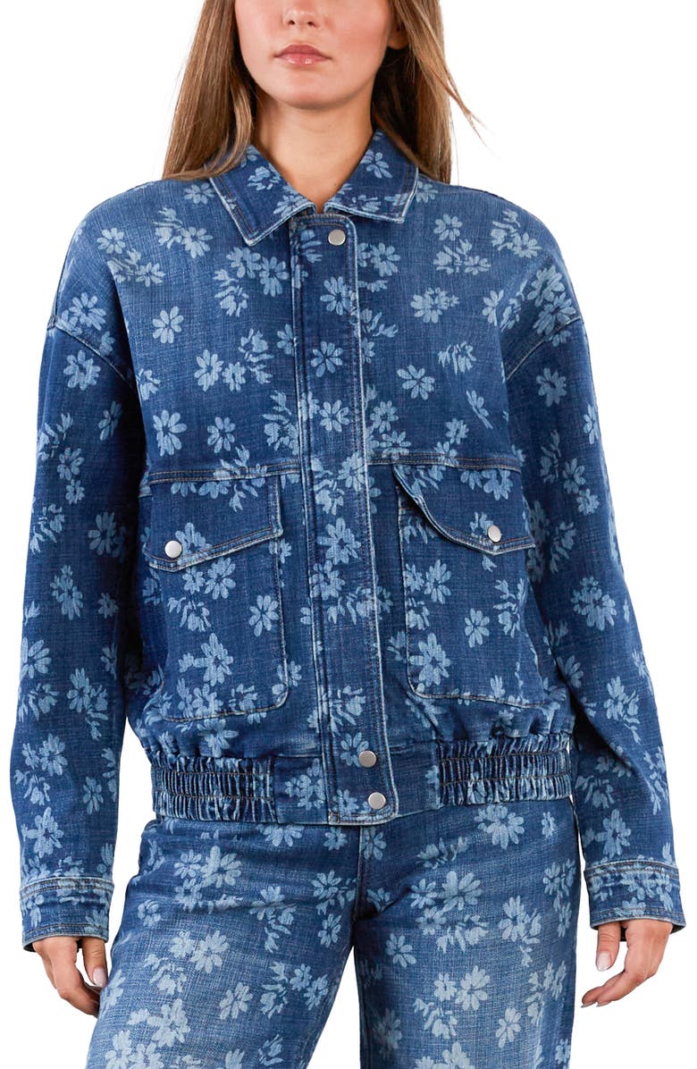 HINT OF BLU Floral Stretch Denim Jacket, Alternate, color, Floral Denim