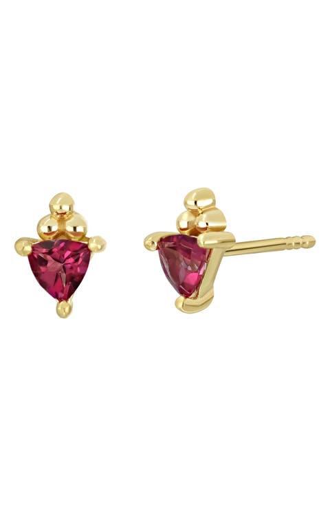 14K Gold BLC Semiprecious Stone Stud Earrings