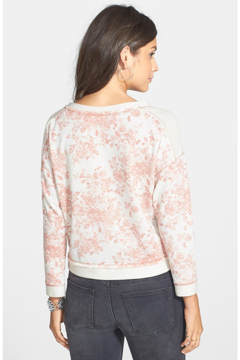 Colorblock Floral Print Sweatshirt, Alternate, color, OATMEAL/ BLUSH